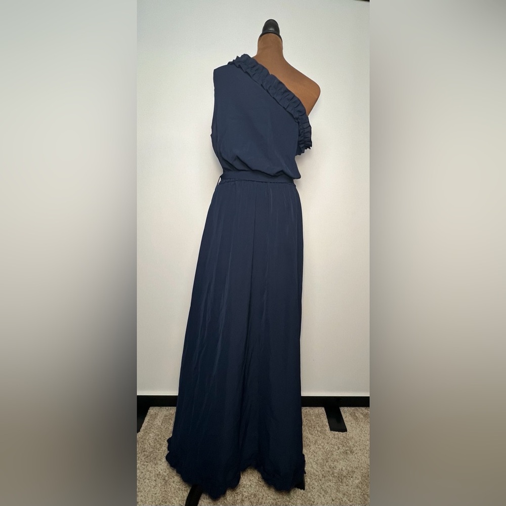 Navy Off-the-Shoulder Floor-Length Dress - Size Large